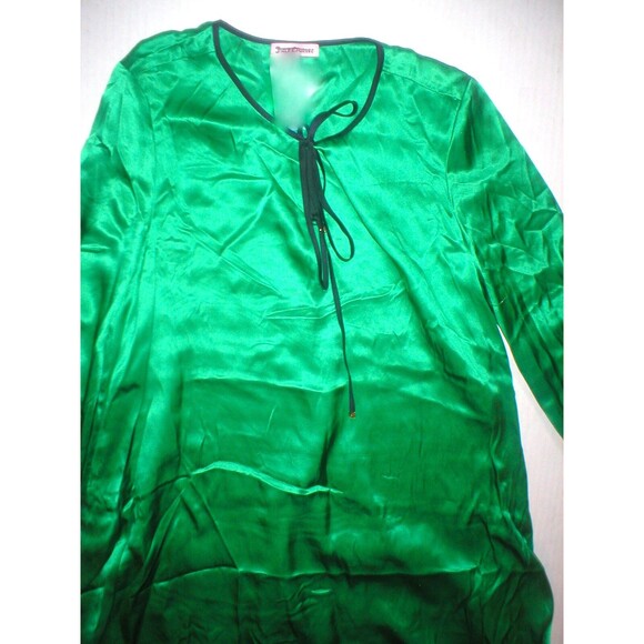 New Juicy Couture Dress Short Womens XS Silk Green Black Gold Buttons Keyhole - Picture 8 of 10